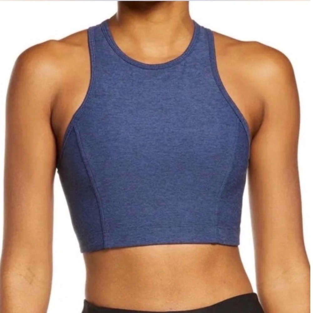 Outdoor Voices Athena Bra Small High Neck‎ Crop Top Navy Blue